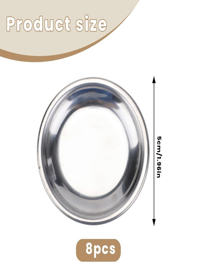 Gabrella 8 Pcs Hermit Crab Water Bowl, Tiny Stainless Steel Hermit Crab Water Dishes, Crested Gecko Food Dish Tiny Reptile Feeding Dish for Snail Gecko Insect - Image 2